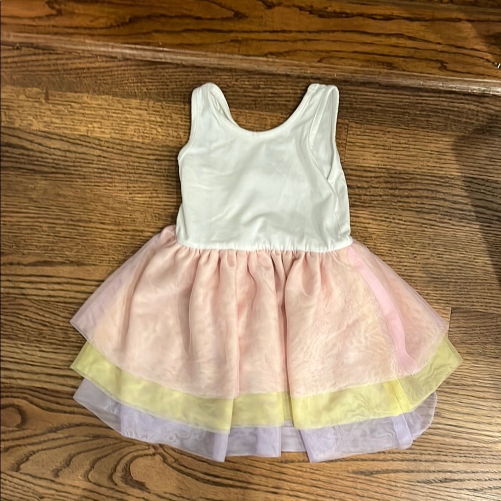 Old navy girls dress white top rainbow bottom